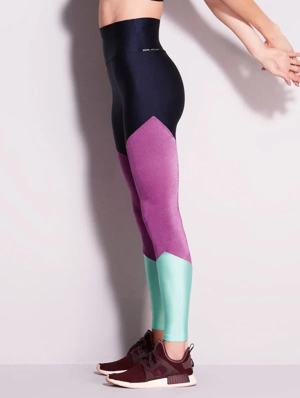 CALÇA LEGGING BLOCK TRICOLOR AZO/ROXO/VERDE - Imagem 3