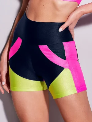 SHORTS FIT BLOCK TRI AZ.MARINHO/PINK/VER.LEMON
