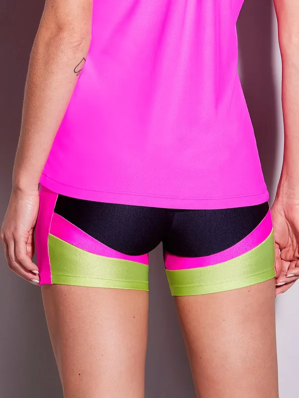 SHORTS FIT BLOCK TRI AZ.MARINHO/PINK/VER.LEMON - Imagem 5